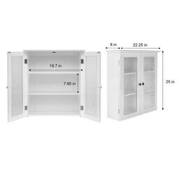Teamson Home Wall Mounted Bathroom Cabinet With 2 Glass Doors, Bathroom Storage, White - thumbnail 5