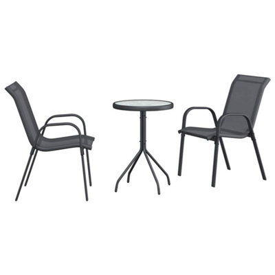 Berkfield Modern Garden Bistro Set 3 Pcs Grey Steel - image 1