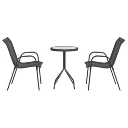 Berkfield Modern Garden Bistro Set 3 Pcs Grey Steel - thumbnail 7