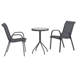 Berkfield Modern Garden Bistro Set 3 Pcs Grey Steel - thumbnail 1