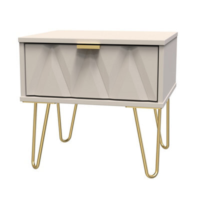 Pesaro Ready Assembled Matt Cashmere 1 Drawer Bedside Table (H)410mm (W)450mm (D)395mm - image 1
