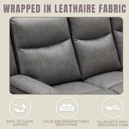 Manual Recliners Sofa, Recliner Loveseat With Adjustable Backrest And Footrest - Grey - thumbnail 5
