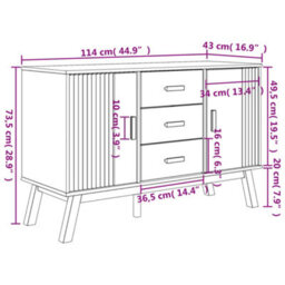 Vidaxl Sideboard Olden Brown 114X43X73.5Cm Solid Wood Pine - thumbnail 3