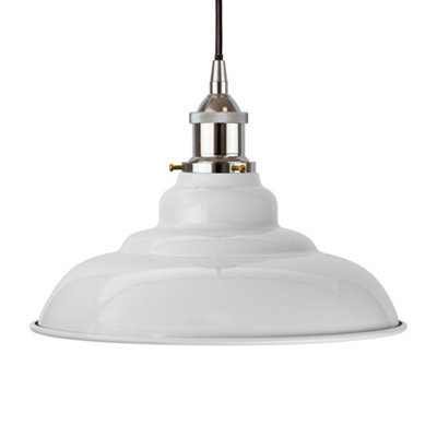 Pale Grey St Edmund's Painted Dome Pendant Light With Nickel Lamp Holder And Black Round Cable - Se Home - image 1