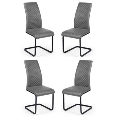 Oakham Windsor Premium Grey Upholstered Cantilever Dining Chairs - Set Of 4 - image 1