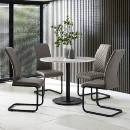 Oakham Windsor Premium Grey Upholstered Cantilever Dining Chairs - Set Of 4 - thumbnail 6
