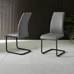 Oakham Windsor Premium Grey Upholstered Cantilever Dining Chairs - Set Of 4 - thumbnail 4