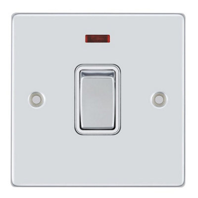 Vimark Vpd1391Chw Pro Décor 20A Dp Switch With Neon Polished Chrome White Insert