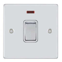 Vimark Vpd1391Chw Pro Décor 20A Dp Switch With Neon Polished Chrome White Insert