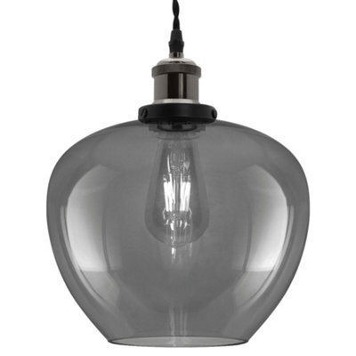 Long Life Lamps Company Modern Vintage Smoked Grey Glass Globe Pendant Lamp M0229 - image 1