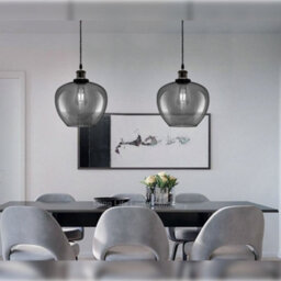 Long Life Lamps Company Modern Vintage Smoked Grey Glass Globe Pendant Lamp M0229 - thumbnail 9