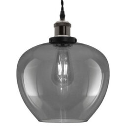 Long Life Lamps Company Modern Vintage Smoked Grey Glass Globe Pendant Lamp M0229