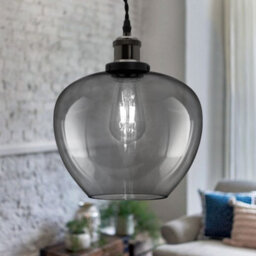 Long Life Lamps Company Modern Vintage Smoked Grey Glass Globe Pendant Lamp M0229 - thumbnail 6