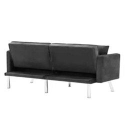 Kosy Koala Sofa Bed 2 Seater Grey Velvet Click Clack Sofa Settee Recliner Couch With Metal Legs With 2 Pillows - thumbnail 4