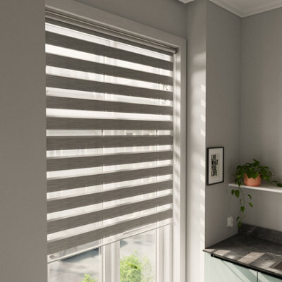 GoodHome Brize Corded Mottled Grey Day & Night Roller Blind (W)160Cm (L)180Cm - image 1