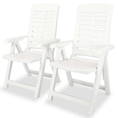 Reclining Garden Chairs 2 Pcs Plastic White - image 1