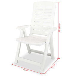 Reclining Garden Chairs 2 Pcs Plastic White - thumbnail 8