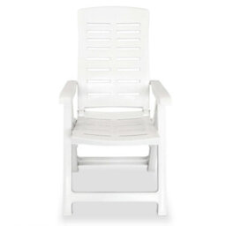 Reclining Garden Chairs 2 Pcs Plastic White - thumbnail 5