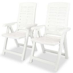 Reclining Garden Chairs 2 Pcs Plastic White