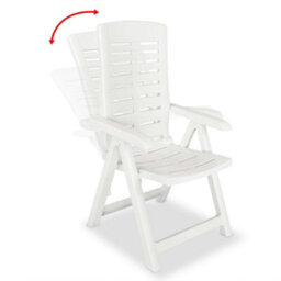 Reclining Garden Chairs 2 Pcs Plastic White - thumbnail 2