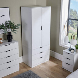 Home Source Phoenix 2 Door 3 Drawer Wardrobe White Bedroom Furniture - thumbnail 2