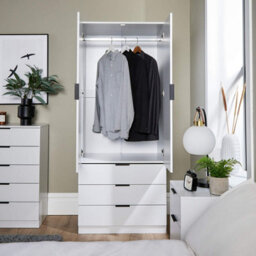 Home Source Phoenix 2 Door 3 Drawer Wardrobe White Bedroom Furniture - thumbnail 4