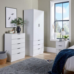 Home Source Phoenix 2 Door 3 Drawer Wardrobe White Bedroom Furniture - thumbnail 8