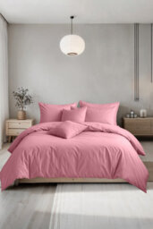 Plain Dyed Easy Care Polycotton Duvet Cover And Pillowcase/s Set Bed Linen Pink - thumbnail 1