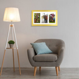 AK Frames 40X20Cm Gold Modern Multi Photo Frame With White Mount - Holds 3 Apertures (3X) 6X4 Photos - thumbnail 3