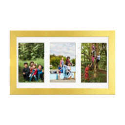 AK Frames 40X20Cm Gold Modern Multi Photo Frame With White Mount - Holds 3 Apertures (3X) 6X4 Photos - thumbnail 1