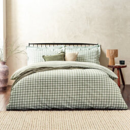 Yard Barton Gingham Check Duvet Set, King, Green - thumbnail 1