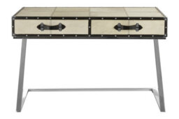 Orsina Mango Wood Console Table With 2 Drawers,table With Hair-On-Leather Top,center Table With Metallic Studs - thumbnail 6