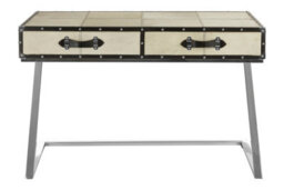 Orsina Mango Wood Console Table With 2 Drawers,table With Hair-On-Leather Top,center Table With Metallic Studs