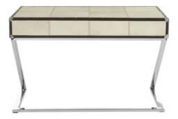 Orsina Mango Wood Console Table With 2 Drawers,table With Hair-On-Leather Top,center Table With Metallic Studs - thumbnail 4