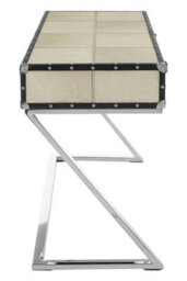 Orsina Mango Wood Console Table With 2 Drawers,table With Hair-On-Leather Top,center Table With Metallic Studs - thumbnail 3