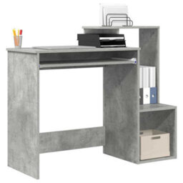 Berkfield Industrial Grey Computer Desk Concrete Grey - thumbnail 3