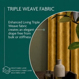 Aspire Homeware Ochre Velvet Curtain Room Darkening Blackout Eyelet Curtain Pair (W)168Cm X (D)183Cm With Tie Back Pair - thumbnail 5
