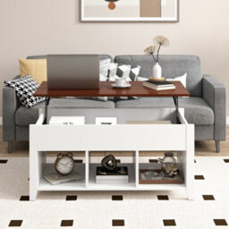 Costway Lift Top Coffee Table Modern Wooden Lift Top Dining Cocktail Table Living Room - thumbnail 4