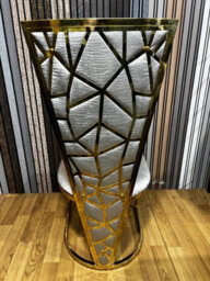 Stratus Interiors Dragon Dining Chair - Gold Mirrored Frame With Grey Padded Seat For Living Room And Kitchen - Grey - thumbnail 2