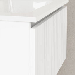 Banyetti Linea Matt White Ribbed Wall Hung Vanity Unit 800mm X 390mm - thumbnail 2