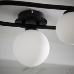 Anson Lighting Frio Matt Black With Matt White Glass Shade Contemporary 3 Light Semi Flush Bathroom Light - thumbnail 7