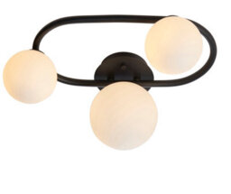 Anson Lighting Frio Matt Black With Matt White Glass Shade Contemporary 3 Light Semi Flush Bathroom Light - thumbnail 2