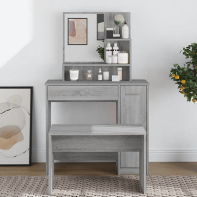 Walplus Dressing Table With Mirror Grey Sonoma 86.5X35X136 Cm - image 1