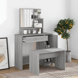 Walplus Dressing Table With Mirror Grey Sonoma 86.5X35X136 Cm - thumbnail 3