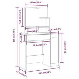 Walplus Dressing Table With Mirror Grey Sonoma 86.5X35X136 Cm - thumbnail 9