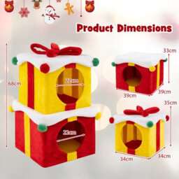 Costway Storey Cute Christmas Cat House Stackable 2 Gift Box Shaped Kitten Condos - thumbnail 2