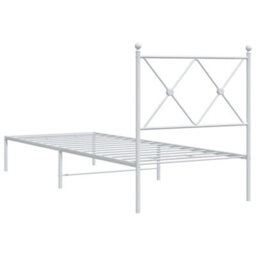 Berkfield Metal Bed Frame Without Mattress With Headboard White 80X200Cm - thumbnail 6