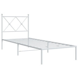 Berkfield Metal Bed Frame Without Mattress With Headboard White 80X200Cm - thumbnail 3