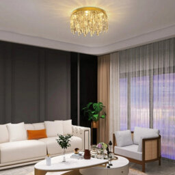 Led Chandelier Ceiling Light Crystal Gold 40Cm 3 Color Lights - thumbnail 5