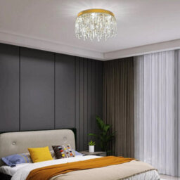 Led Chandelier Ceiling Light Crystal Gold 40Cm 3 Color Lights - thumbnail 2